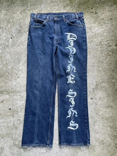 Pre-owned Levis X Vintage 80's Levis 517 Flare Divine Sins Logo Denim Jeans 36 In Blue