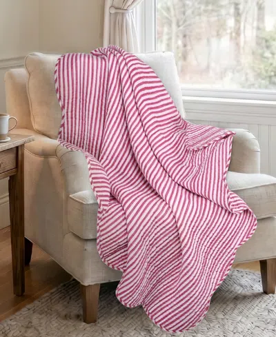 Levtex Home Levtex Martha Stripe Reversible Quilted Throw, 50" X 60" In Pink