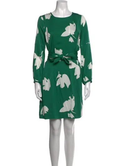 Pre-owned Lewit Floral Print Mini Dress In Green