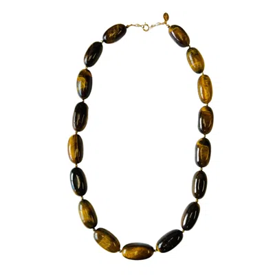 Lexi Jewelry Women's Brown Golden Ember Tiger Eye Statement Necklace