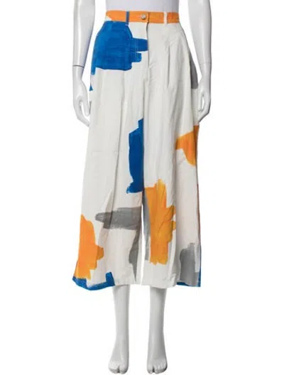 Pre-owned L.f.markey Printed Wide Leg Pants In White