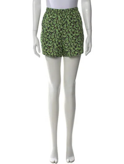 Pre-owned Lhd Floral Print Mini Shorts In Green