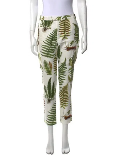 Pre-owned Libertine Floral Print Straight Leg Pants In Green