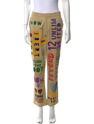 Pre-owned Libertine Graphic Print Straight Leg Pants In Multicolor