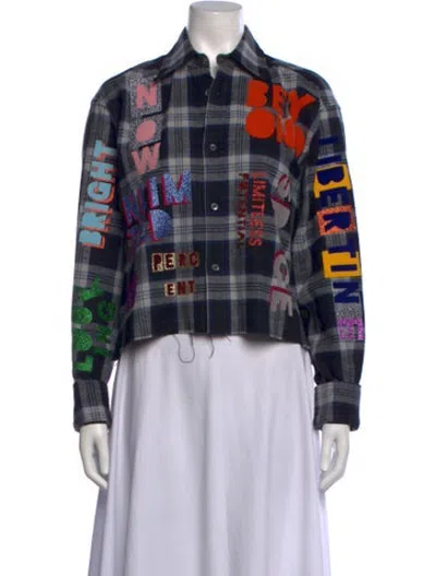 Pre-owned Libertine Plaid Print Long Sleeve Button-up Top In Black