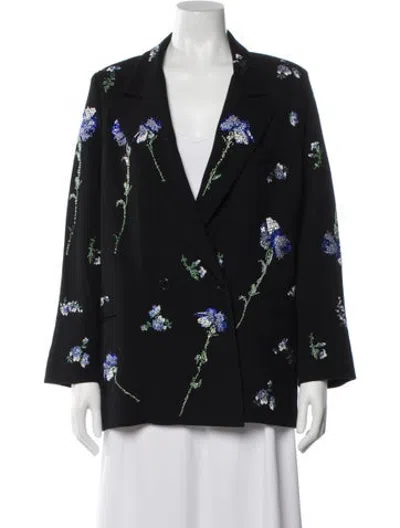 Pre-owned Libertine Wool Floral Print Blazer In Black
