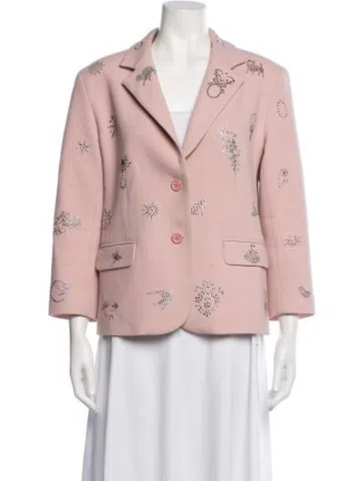Pre-owned Libertine Wool Graphic Print Blazer In Pink