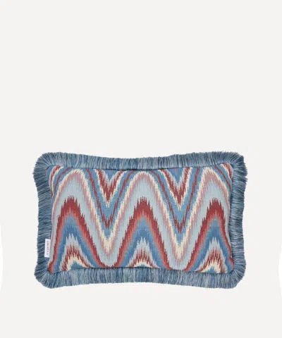 Liberty Bombazine Velvet Fringed Cushion In Blue