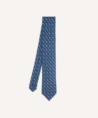 Liberty Mens Needlework Floral Silk Tie In Blue