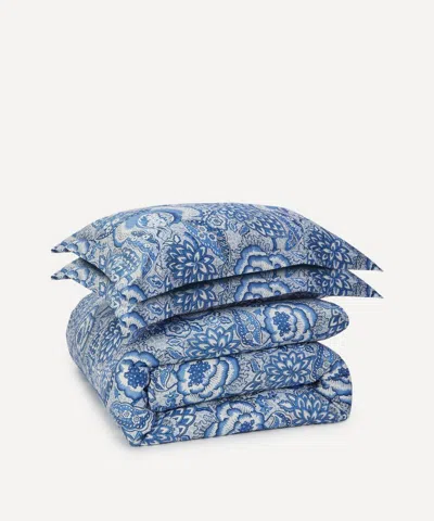 Liberty Patricia Cotton Sateen Super King Duvet Set In Blue