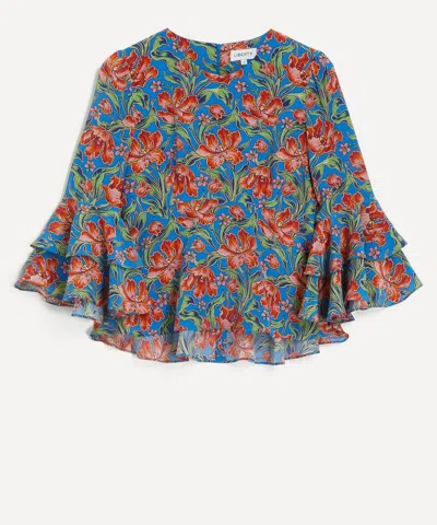 Liberty Women's Archive Tulip Garden Silk Gala Top In Blue