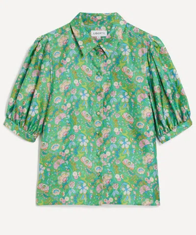 Liberty Women's Mabelle Hall Silk Puff-sleeve Shirt In Multi