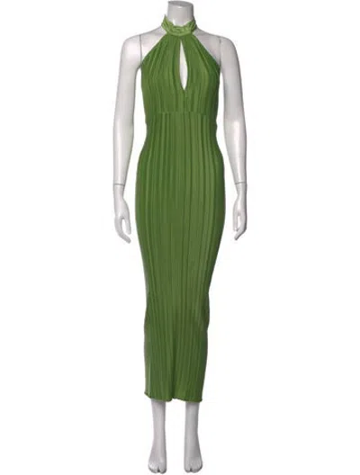 Pre-owned L'idée Halterneck Long Dress In Green