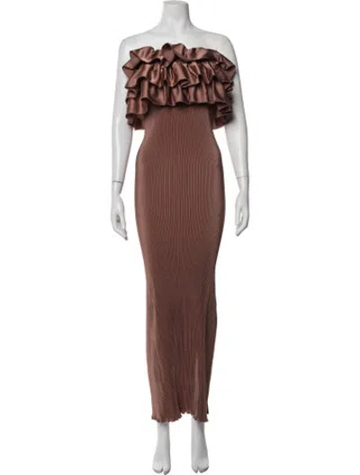 Pre-owned L'idée Strapless Long Dress In Brown