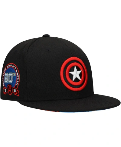 Lids Men's Black Captain America Marvel 60th Anniversary Snapback Hat