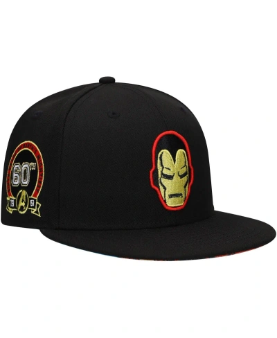 Lids Men's Black Iron Man Marvel 60th Anniversary Snapback Hat