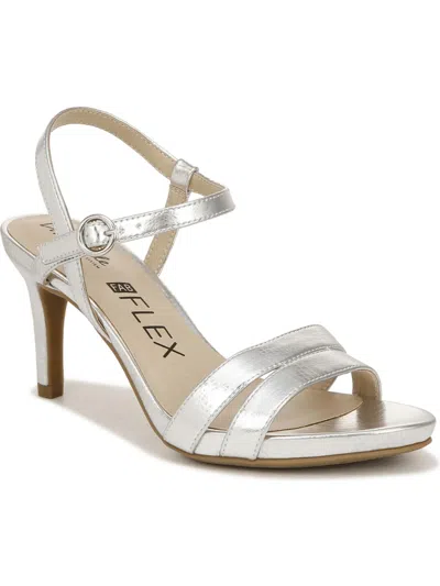 Lifestride Miracle Womens Patent Open Toe Ankle Strap In Silver
