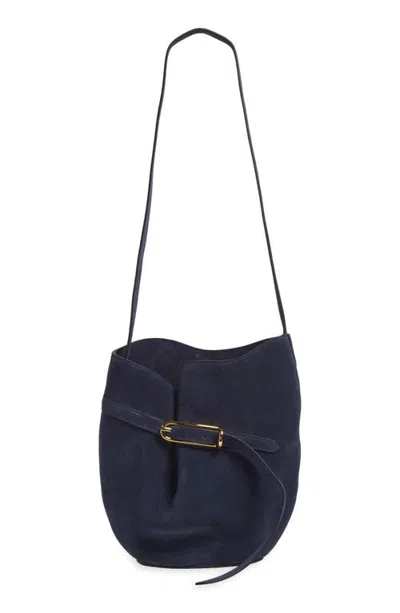 Liffner Belted Leather Bucket Bag In Blue