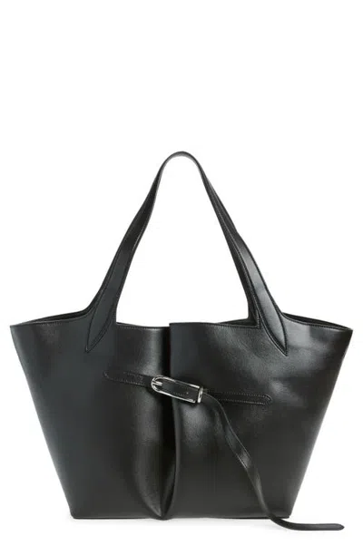 Liffner Belted Leather Tote In Orange