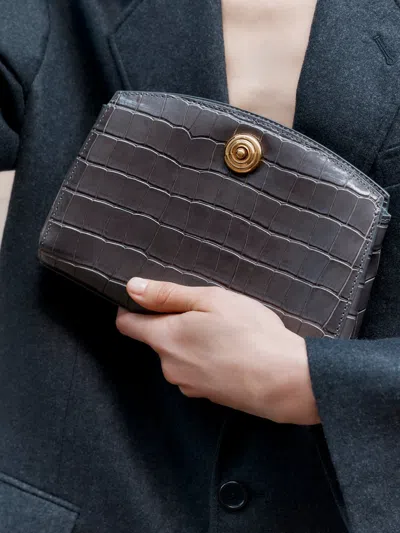 Liffner Pushlock Clutch Grey Croc In Gray