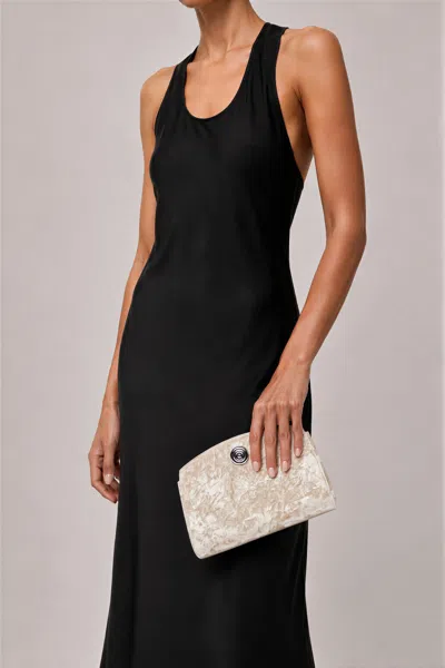 Liffner Pushlock Clutch Ivory Velvet In White