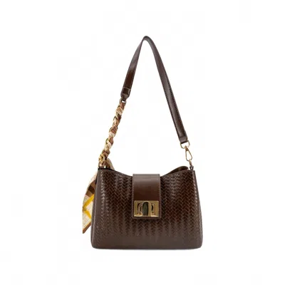 Like Dreams Women's Sabine Woven Scarf Crossbody Bag In Chocolate Brown In Multi