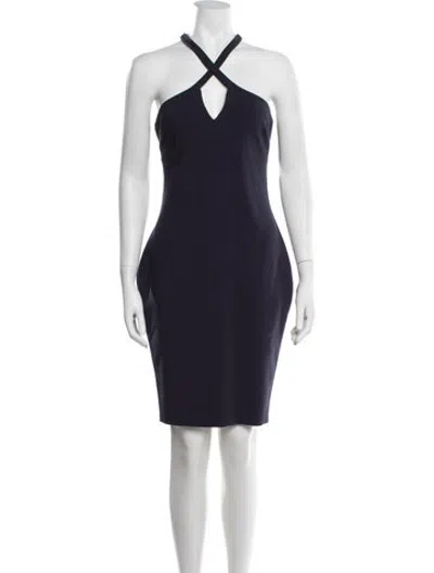 Pre-owned Likely Halterneck Knee-length Dress In Blue