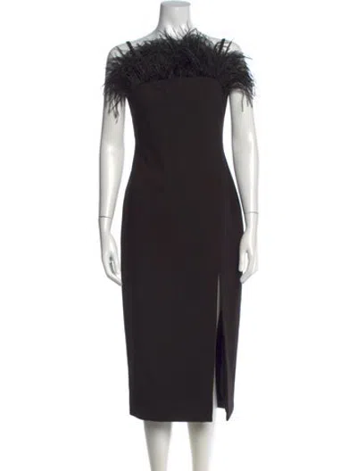 Pre-owned Likely Off-the-shoulder Midi Length Dress In Black