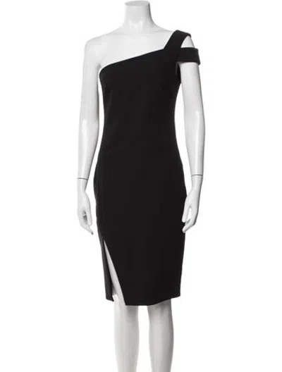Pre-owned Likely One-shoulder Knee-length Dress In Black