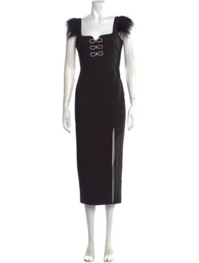 Pre-owned Likely Square Neckline Midi Length Dress In Black