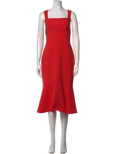 Pre-owned Likely Square Neckline Midi Length Dress W/ Tags In Red