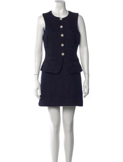 Pre-owned Likely Tweed Pattern Mini Dress In Blue