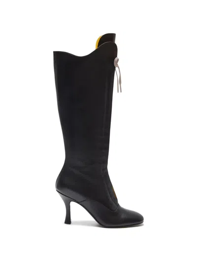 Lili Curia Ida Lace Up Tall Boots In Black