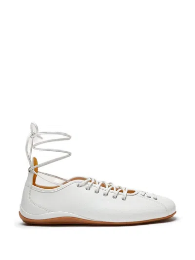 Lili Curia Isolde Lace-up Ballet Sneakers In White