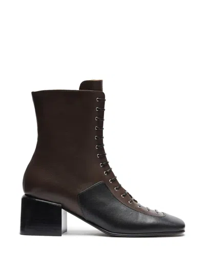 Lili Curia Jules Laced Ankle Boots In Brown