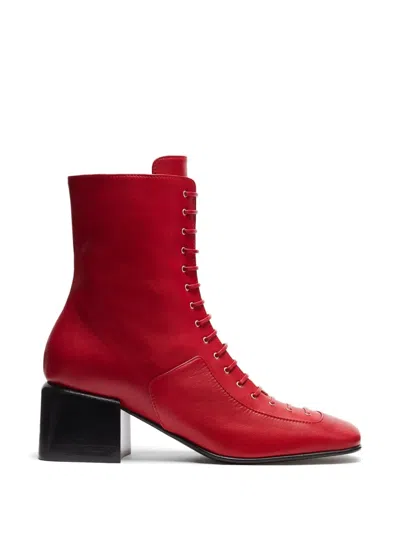 Lili Curia Jules Lace-up Jules Boots In Red