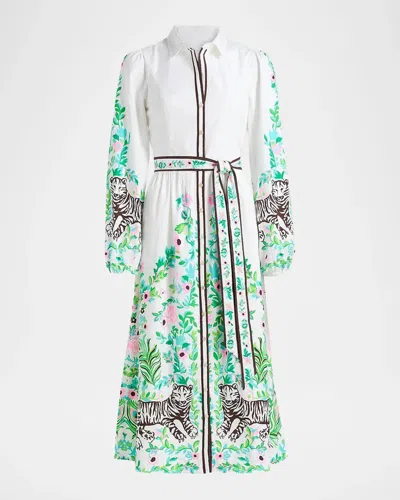 Lilly Pulitzer Luanne Stretch Midi Shirtdress In Resort White Royal