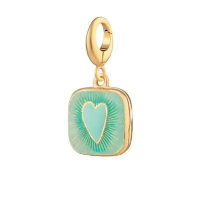 Lily Charmed Women's Gold / Blue Gold Plated Turquoise Heart Locket Charm In Multi