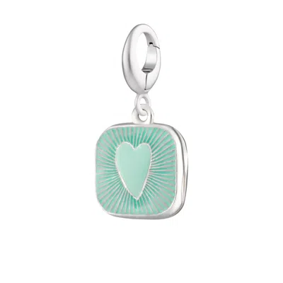 Lily Charmed Women's Silver / Blue Sterling Silver Turquoise Heart Locket Charm In Multi