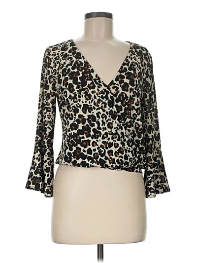 Pre-owned Lily White 3/4 Sleeve Blouse In Brown