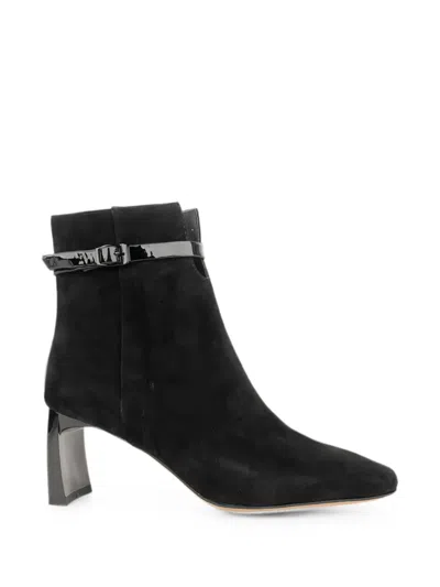 Linda Baumann Buckle-strap Square-toe Ankle Boots In Animal Print