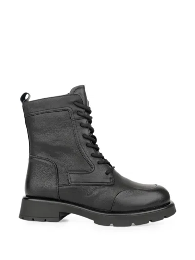 Linda Baumann Lace-up Leather Ankle Boots In Black