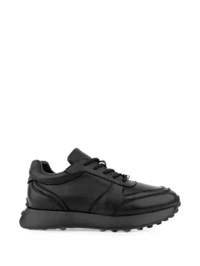 Linda Baumann Lace-up Leather Sneakers In Black