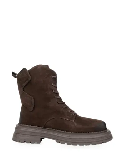 Linda Baumann Lace-up Suede Ankle Boots In Brown