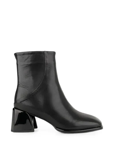 Linda Baumann Sculptural-heel Leather Ankle Boots In Black