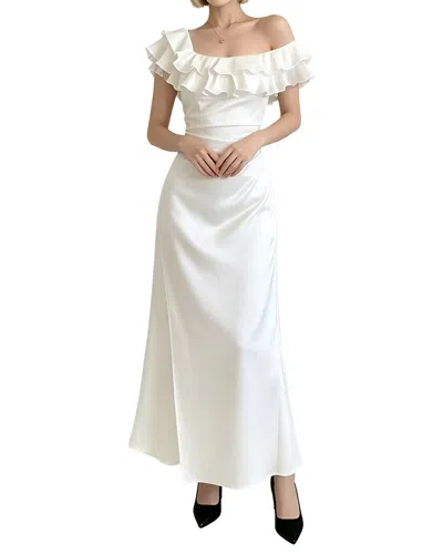 Linda Charm Cap Sleeve Maxi Dress In White