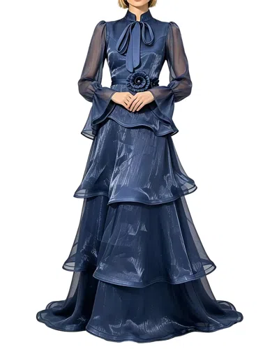 Linda Charm Long Sleeve Maxi Dress In Blue