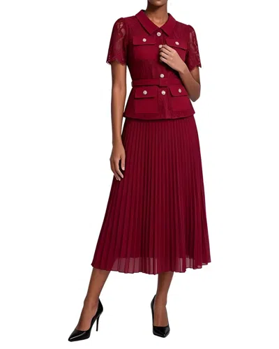 Linda Charm Short Sleeve Midi Dress In Burgundy