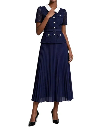Linda Charm Short Sleeve Midi Dress In Blue