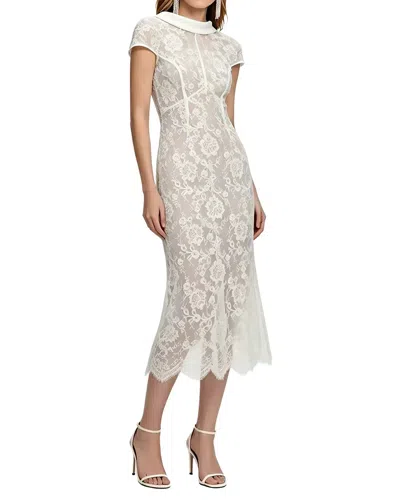 Linda Charm Short Sleeve Midi Dress In White